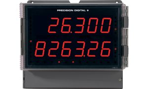 Large Dual Line Display Displays Flow Rate and Total Pulse Input